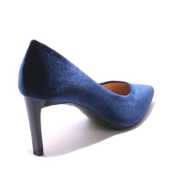 ITALIAN Navy Velour Leather Pointy Toe Heel Pumps - Picture 4 of 8